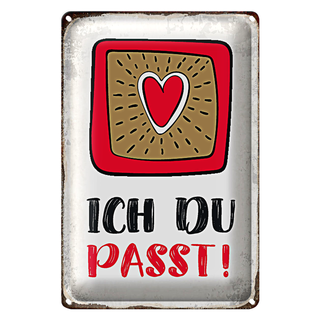 Blechschild Spruch 20x30cm ich du passt Herz Liebe
