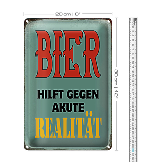Blechschild Spruch 20x30cm Bier hilft gegen akute Realität