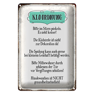 Blechschild Hinweis 20x30cm Klo Ordnung die Klobürste