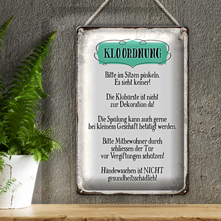 Blechschild Hinweis 20x30cm Klo Ordnung die Klobürste