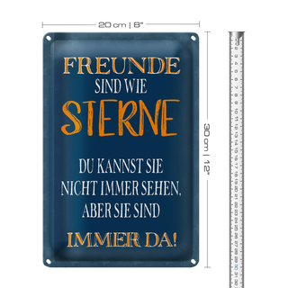 Blechschild Spruch 20x30cm Freunde sind wie Sterne immer da