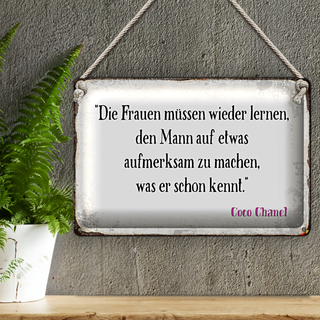 Blechschild Spruch 30x20cm Frauen müssen nicht lernen Mann