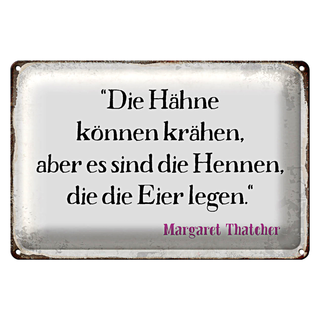 Blechschild Spruch 30x20cm Hähne können krähen aber es sind