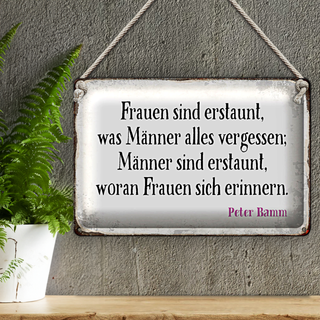 Blechschild Spruch 30x20cm Frauen Männer sind erstaunt was
