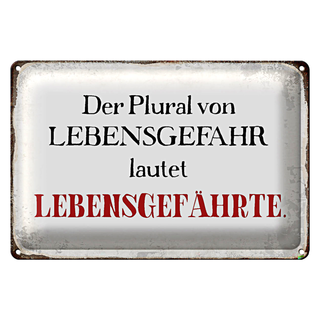 Blechschild Spruch 30x20cm plural von Lebensgefahr lautet