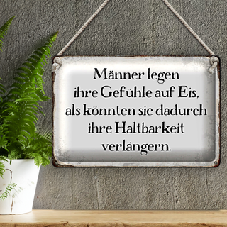 Blechschild Spruch 30x20cm Männer legen Gefühle auf Eis