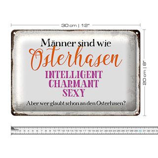 Blechschild Spruch 30x20cm Männer sind wie Osterhase