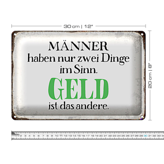 Blechschild Spruch 30x20cm Männer haben 2 Dinge im Sinn