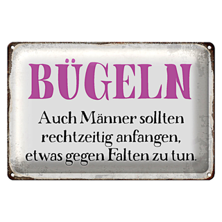 Blechschild Spruch 30x20cm Bügeln auch Männer sollten