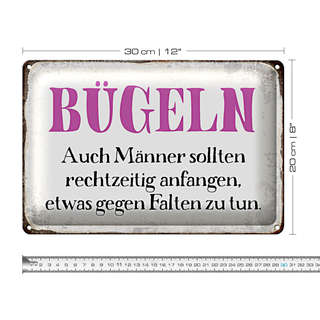 Blechschild Spruch 30x20cm Bügeln auch Männer sollten