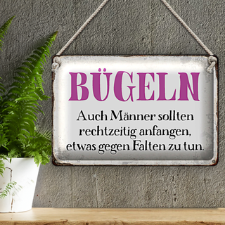 Blechschild Spruch 30x20cm Bügeln auch Männer sollten