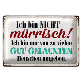 Blechschild Spruch 30x20cm ich bin nicht mürrisch bin nur