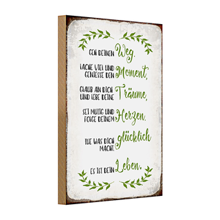 Holzschild Spruch 20x30cm geh deinen Weg lache viel