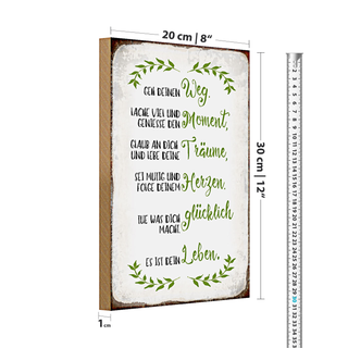 Holzschild Spruch 20x30cm geh deinen Weg lache viel