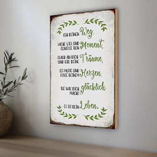 Holzschild Spruch 20x30cm geh deinen Weg lache viel