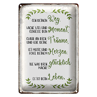 Blechschild Spruch 20x30cm geh deinen Weg lache viel