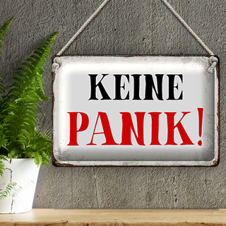 Blechschild Spruch 30x20cm keine Panik Retro