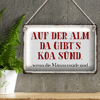 Blechschild Spruch 30x20cm auf der Alm da gibt`s koa sünd