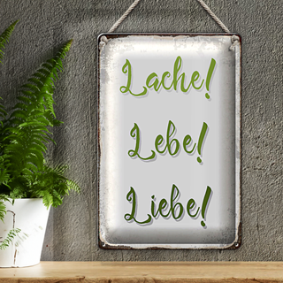 Blechschild Spruch 20x30cm lache lebe liebe Retro