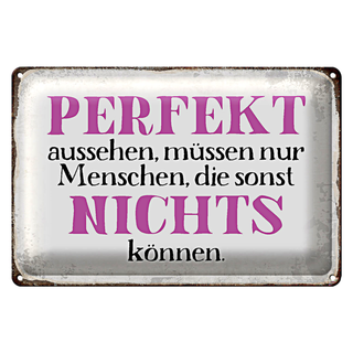 Blechschild Spruch 30x20cm perfekt aussehen nichts können