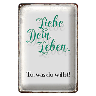 Blechschild Spruch 20x30cm liebe dein Leben tue was willst