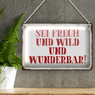 Blechschild Spruch 30x20cm sei frech und wild und wunderbar