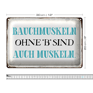 Blechschild Spruch 30x20cm Bauchmuskeln ohne B