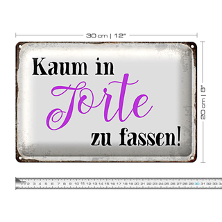 Blechschild Spruch 30x20cm kaum in Torte zu fassen