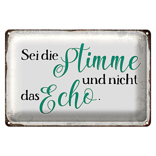 Blechschild Spruch 30x20cm sei die Stimme nicht das Echo
