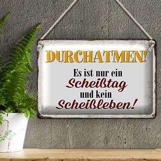 Blechschild Spruch 30x20cm nur Scheißtag kein Scheißleben