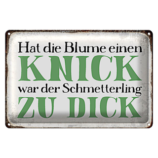 Blechschild Spruch 30x20cm Blume Knick Schmetterling dick
