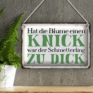 Blechschild Spruch 30x20cm Blume Knick Schmetterling dick