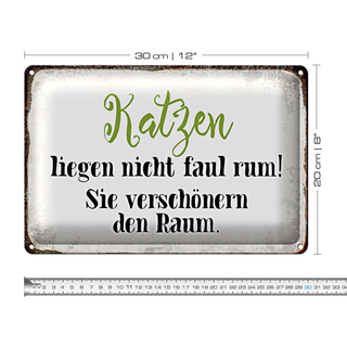 Blechschild Spruch 30x20cm Katzen liegen nicht faul rum