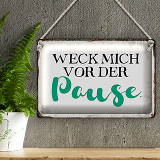 Blechschild Spruch 30x20cm weck mich vor der Pause