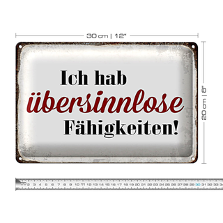 Blechschild Spruch 30x20cm ich hab übersinnlose Fähigkeiten