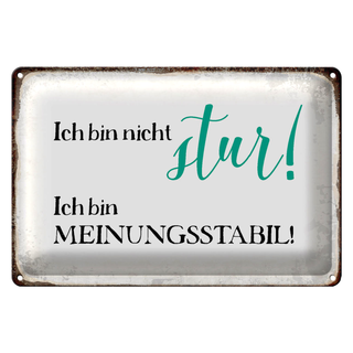 Blechschild Spruch 30x20cm bin nicht stur meinungsstabil