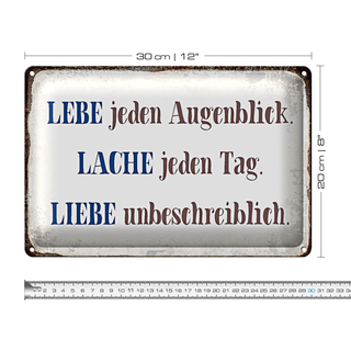 Blechschild Spruch 30x20cm liebe lache jeden Tag