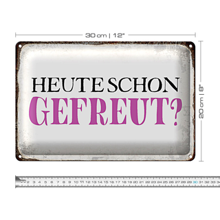 Blechschild Spruch 30x20cm heute schon gefreut