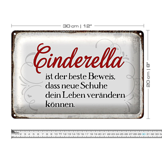 Blechschild Spruch 30x20cm Cinderella beste Beweis Schuhe