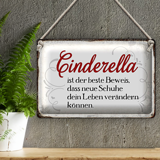 Blechschild Spruch 30x20cm Cinderella beste Beweis Schuhe