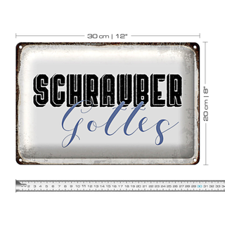 Blechschild Spruch 30x20cm Schrauber Gottes Mechaniker