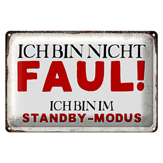 Blechschild Spruch 30x20cm bin nicht faul im standby Modus