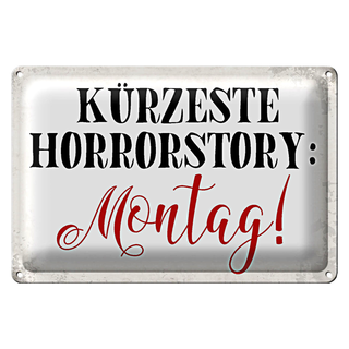 Blechschild Spruch 30x20cm kürzeste Horrostory Montag