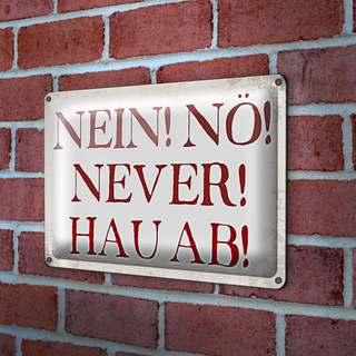 Blechschild Spruch 30x20cm nein nö never hau ab