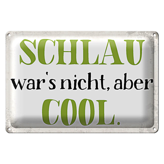 Blechschild Spruch 30x20cm schlau wars nicht aber cool