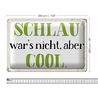 Blechschild Spruch 30x20cm schlau wars nicht aber cool