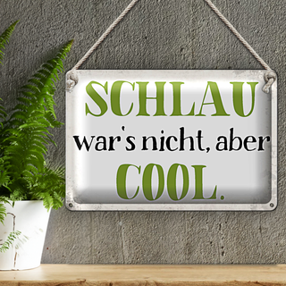 Blechschild Spruch 30x20cm schlau wars nicht aber cool