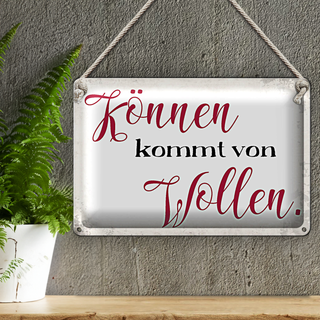 Blechschild Spruch 30x20cm Können kommt von Wollen