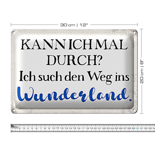 Blechschild Spruch 30x20cm ich such den Weg ins Wunderland
