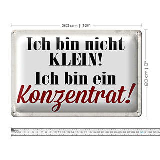 Blechschild Spruch 30x20cm bin nicht klein bin Konzentrat